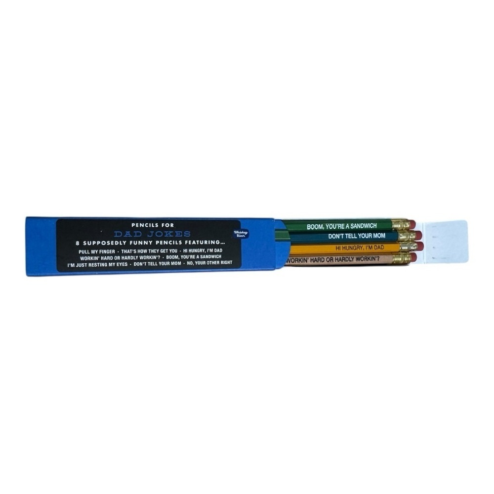 New Whiskey River Soap Co. “Pencils for Dad Jokes” Gift Set 8 Pencils - Picture 4 of 4